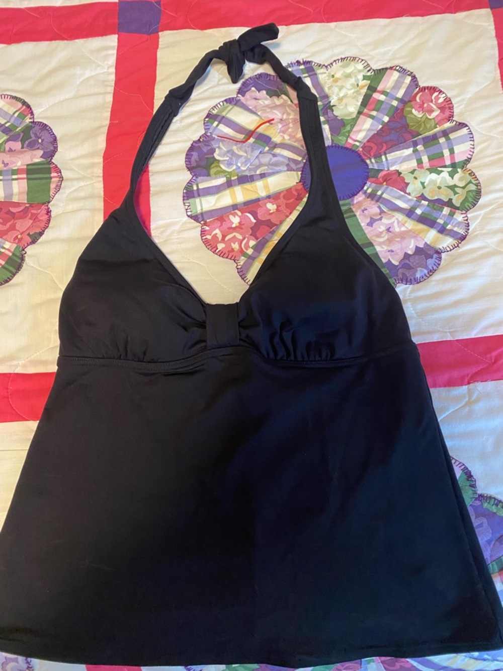 Lands' End Black Halter Swim Top